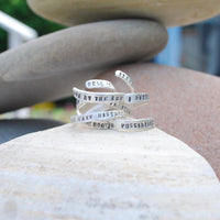 "It's never too late to be what you might have been" -George Eliot wrap ring - Chocolate and Steel
