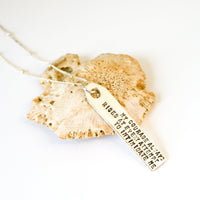 "Jane Austen" Luggage Tag Quote Necklace - Chocolate and Steel