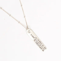 "Jane Austen" Luggage Tag Quote Necklace - Chocolate and Steel