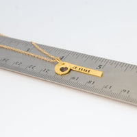 "Je t'aime," French for I Love You, Quote necklace - Chocolate and Steel