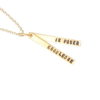 "Knowledge is Power" - Francis Bacon Quote Necklace - Chocolate and Steel