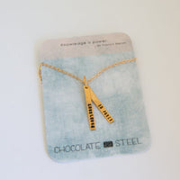 "Knowledge is Power" - Francis Bacon Quote Necklace - Chocolate and Steel