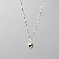 Labyrinth Tiny Charm Necklace - Chocolate and Steel