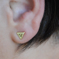 Light triangle studs - Chocolate and Steel