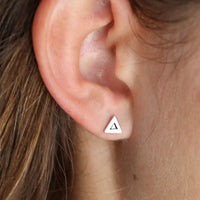 Light triangle studs - Chocolate and Steel