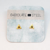 Light triangle studs - Chocolate and Steel