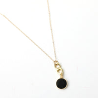 Linked Gemstone Necklace, cuban chain accented necklace - Chocolate and Steel