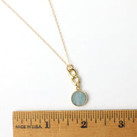 Linked Gemstone Necklace, cuban chain accented necklace - Chocolate and Steel