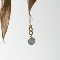 Linked Gemstone Necklace, cuban chain accented necklace - Chocolate and Steel