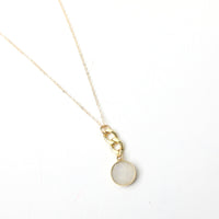 Linked Gemstone Necklace, cuban chain accented necklace - Chocolate and Steel