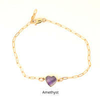 Mia Gemstone Birthstone Heart Bracelet - Chocolate and Steel