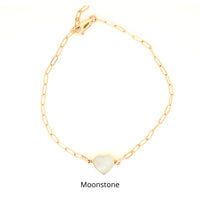 Mia Gemstone Birthstone Heart Bracelet - Chocolate and Steel