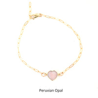 Mia Gemstone Birthstone Heart Bracelet - Chocolate and Steel