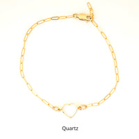 Mia Gemstone Birthstone Heart Bracelet - Chocolate and Steel