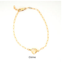 Mia Gemstone Birthstone Heart Bracelet - Chocolate and Steel