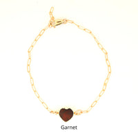 Mia Gemstone Birthstone Heart Bracelet - Chocolate and Steel
