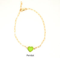 Mia Gemstone Birthstone Heart Bracelet - Chocolate and Steel