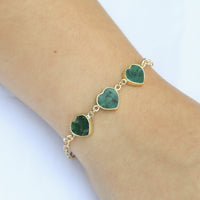 Mia Gemstone Birthstone Heart Bracelet - Chocolate and Steel