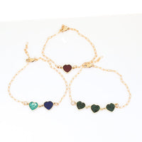 Mia Gemstone Birthstone Heart Bracelet - Chocolate and Steel