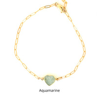 Mia Gemstone Birthstone Heart Bracelet - Chocolate and Steel