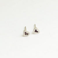Micro heart studs - Chocolate and Steel