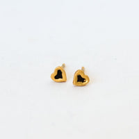 Micro heart studs - Chocolate and Steel