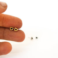 Micro heart studs - Chocolate and Steel