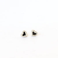 Micro heart studs - Chocolate and Steel