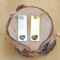 Mini Heart Necklace - Chocolate and Steel