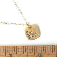 My Heart Belongs To You Square Pendant Necklace - Chocolate and Steel
