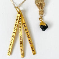 "Never Doubt That a Small Group of Thoughtful, Committed Citizens Can Change the World" -Margaret Mead Quote Necklace - Chocolate and Steel