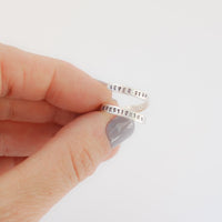 "Never Stop Questioning" - Einstein wrap ring - Chocolate and Steel