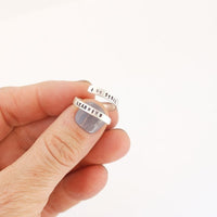 "Never Stop Questioning" - Einstein wrap ring - Chocolate and Steel