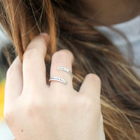 "Never Stop Questioning" - Einstein wrap ring - Chocolate and Steel