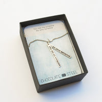 "Nevertheless She Persisted" quote necklace - Chocolate and Steel