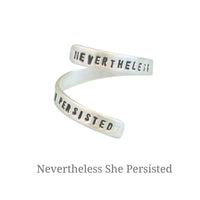 "Nevertheless She Persisted" Wrap Ring - Chocolate and Steel