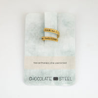 "Nevertheless She Persisted" Wrap Ring - Chocolate and Steel