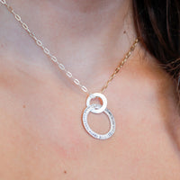 New Beginnings Message Circle Necklace - Chocolate and Steel