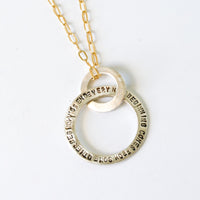 New Beginnings Message Circle Necklace - Chocolate and Steel