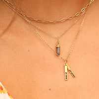 "No Risk No Magic" Quote Necklace - Chocolate and Steel