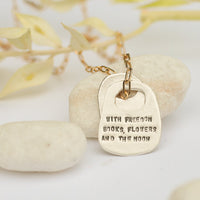 Oscar Wilde Rune Quote Necklace "With freedom, flowers, books, and the moon, who could not be perfectly happy?" - Chocolate and Steel