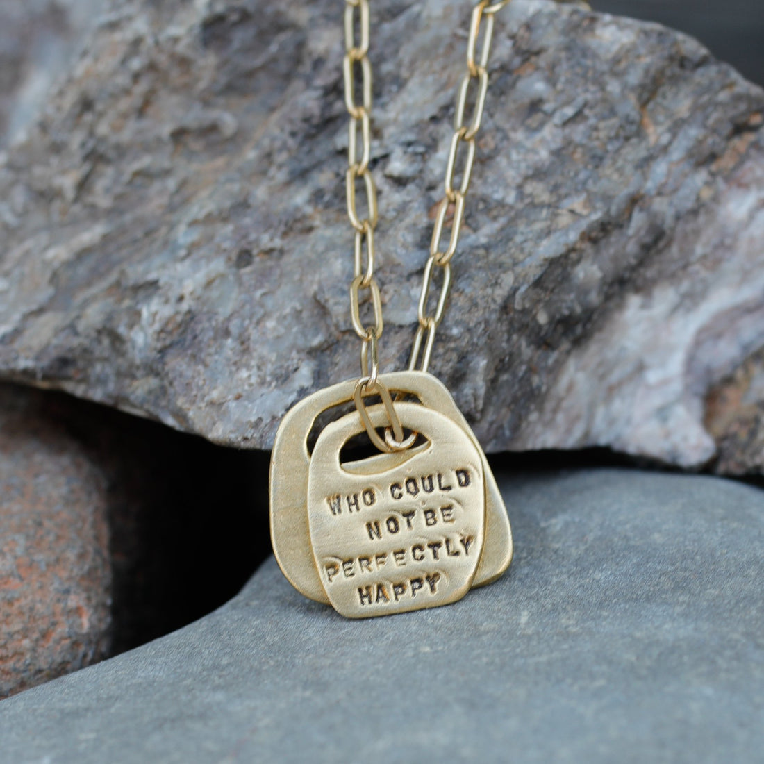Oscar Wilde Rune Quote Necklace "With freedom, flowers, books, and the moon, who could not be perfectly happy?" - Chocolate and Steel