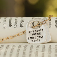 Oscar Wilde Rune Quote Necklace "With freedom, flowers, books, and the moon, who could not be perfectly happy?" - Chocolate and Steel