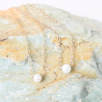 Pearl and Chain Necklace - Chocolate and Steel