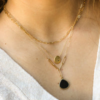 Pebble heart necklace - Chocolate and Steel