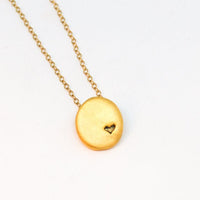 Pebble heart necklace - Chocolate and Steel