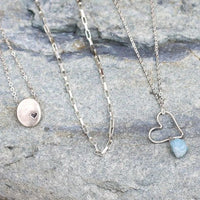 Pebble heart necklace - Chocolate and Steel