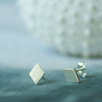 Rhombus Studs - Chocolate and Steel