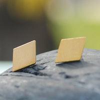 Rhombus Studs - Chocolate and Steel