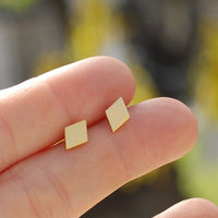 Rhombus Studs - Chocolate and Steel